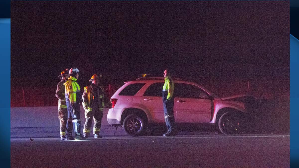 OPP believe the incident began when the driver of a white SUV hit a cement divider on the roadway between Ontario Street and Bartlett Road.