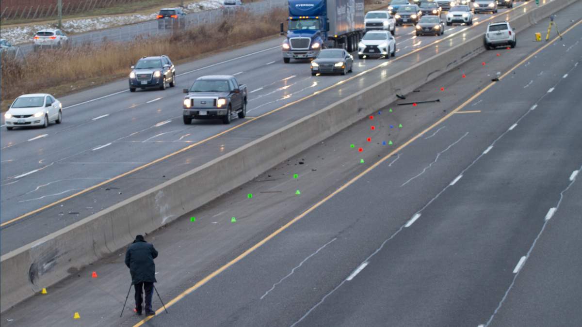 OPP Collision Reconstruction teams on the QEW between between Ontario Street and Bartlett Road Tuesday Jan. 7, 2020.