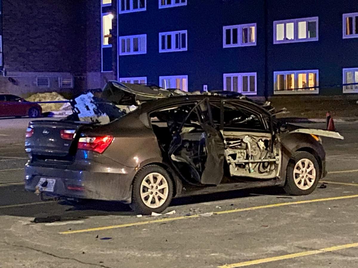 Halifax Regional Fire and Emergency says the part of the roof blew off the vehicle.