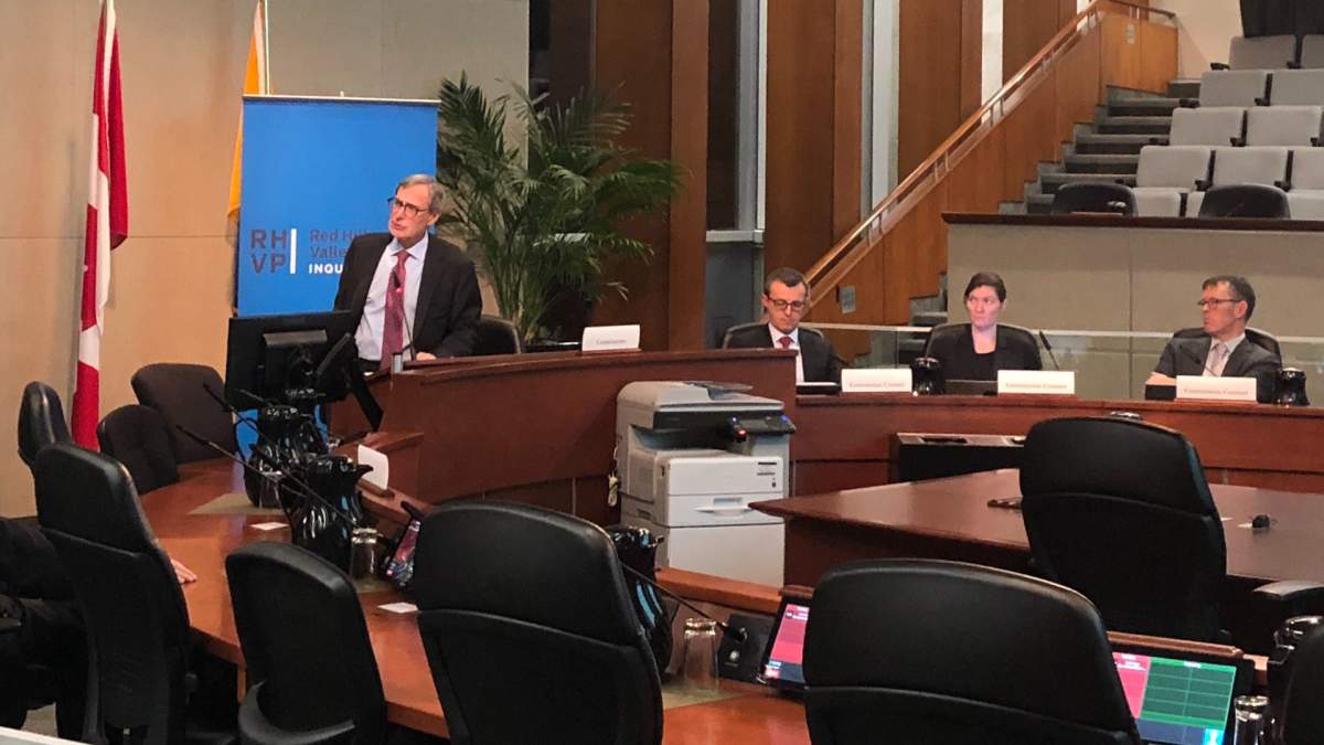 Commissioner Justice Herman Wilton-Siegel at a public session for residents in 2019 at city hall.