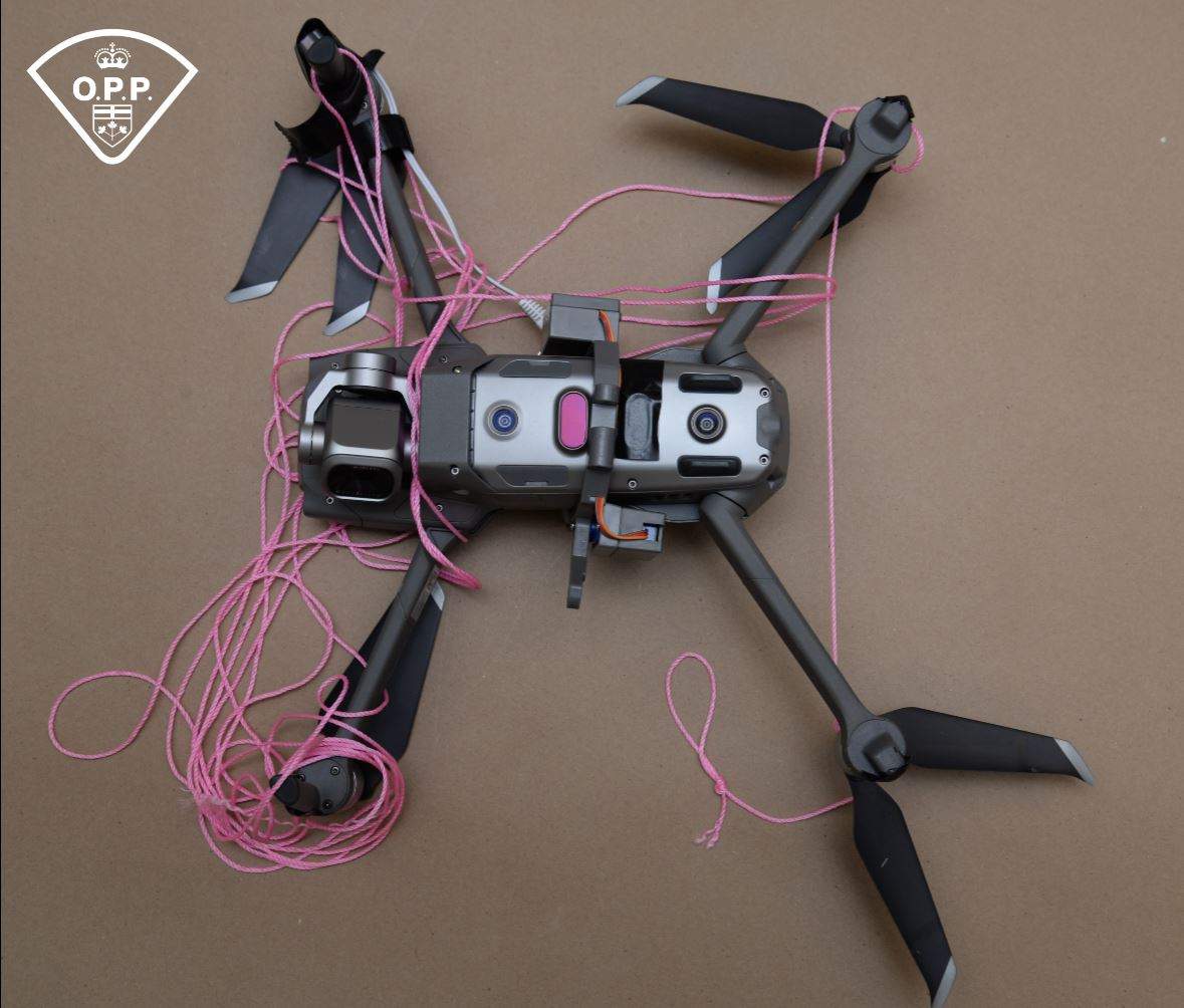 OPP have arrested a third suspect after a drone was intercepted trying to drop cannabis into Collins Bay Institution.