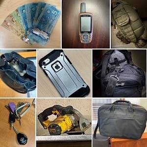 RCMP in the North Okanagan display some of the items that have been stolen from vehicles in the past month.