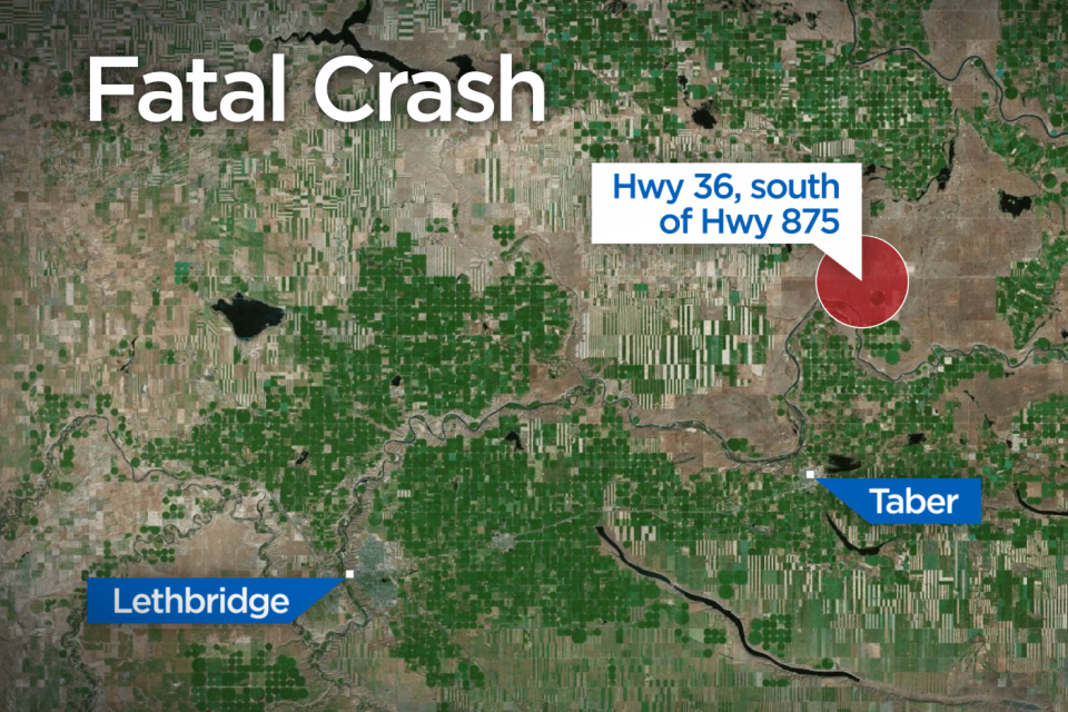Southern Alberta emergency crews respond to a fatal crash on Highway 36 near Taber on Jan. 10, 2020