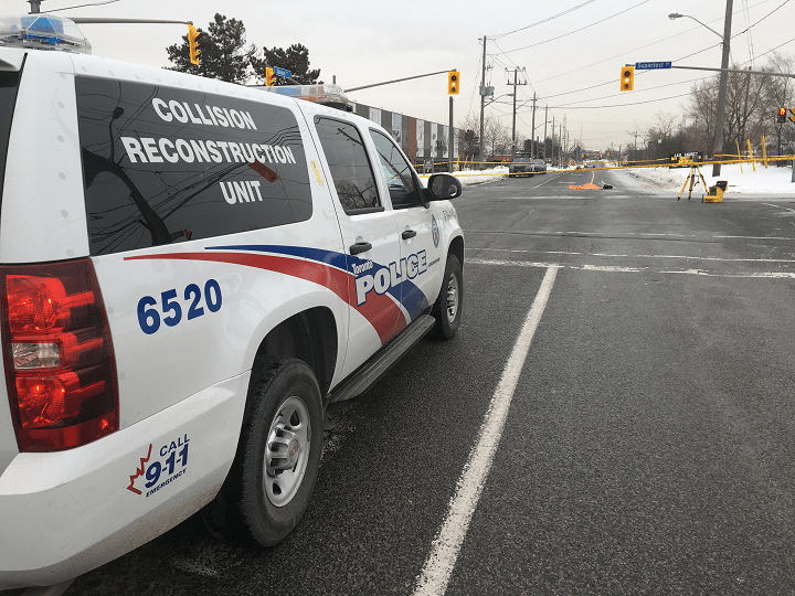 Toronto police on scene investigating after a pedestrian was hit and killed on Alness Street.