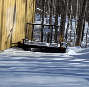 A utility trailer reported stolen from a hunting camp in the Havelock area.