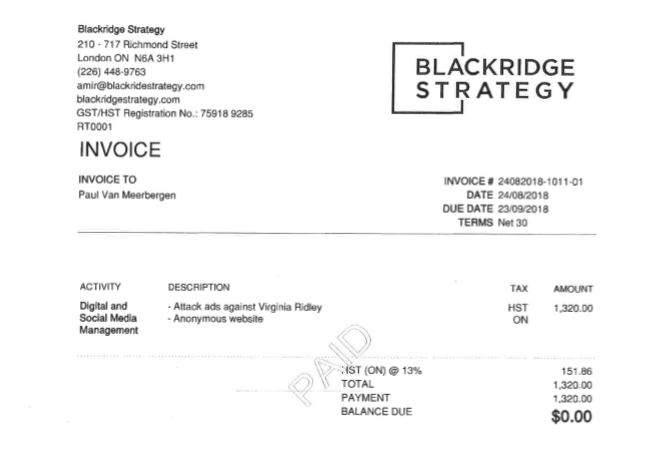 Among the documents released Jan. 13 is this invoice addressed to Paul Van Meerbergen.