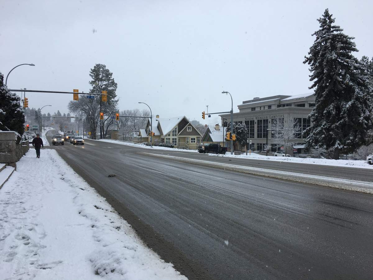Snowfall in Vernon Monday morning.
