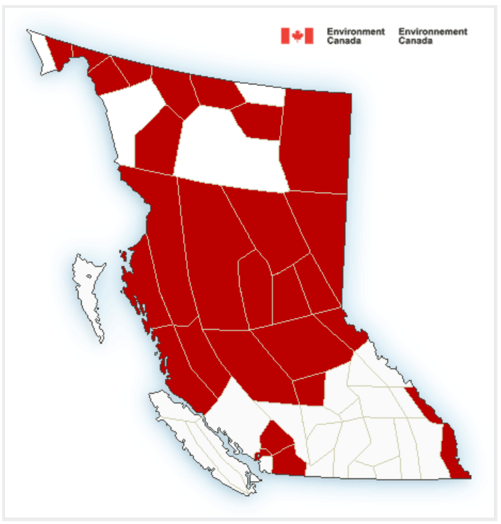 Arctic outflow and extreme cold warnings in effect across B.C.