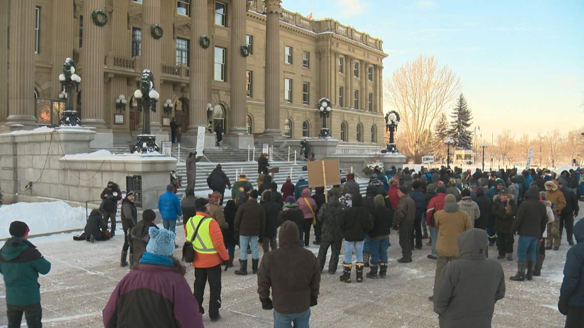Wexit Canada supporters gathered at the Alberta legislature on Saturday, Jan. 11, 2020.