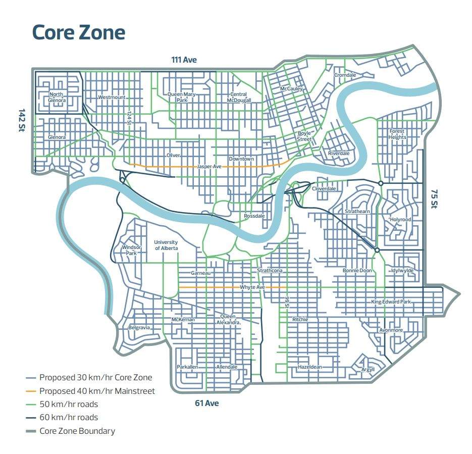 What the City of Edmonton describes as The Core Zone.