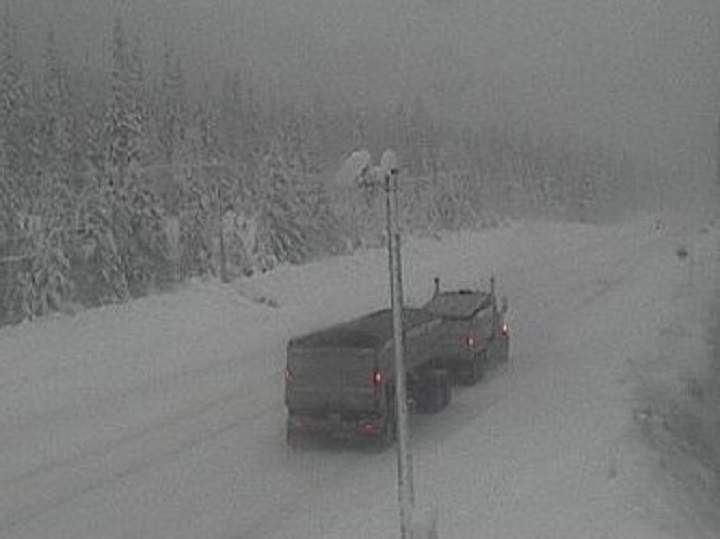 Road conditions at Allison Pass on Highway 3 on Thursday morning.