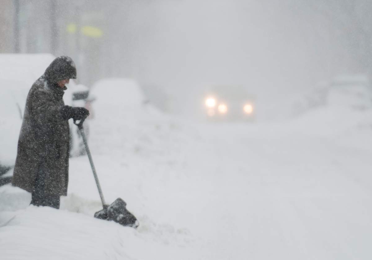 Snowfall and storm warnings are in effect across much of southern Quebec, with weather authorities saying the region can expect 35 centimetres of snow in some areas.