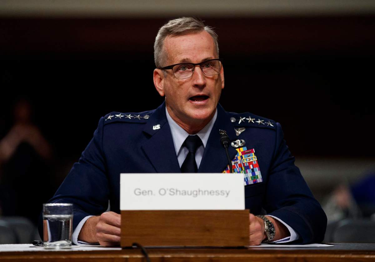 Air Force Gen. Terrence O'Shaughnessy testifies during a Senate Armed Services Committee hearing on Capitol Hill in Washington on April 17, 2018. 