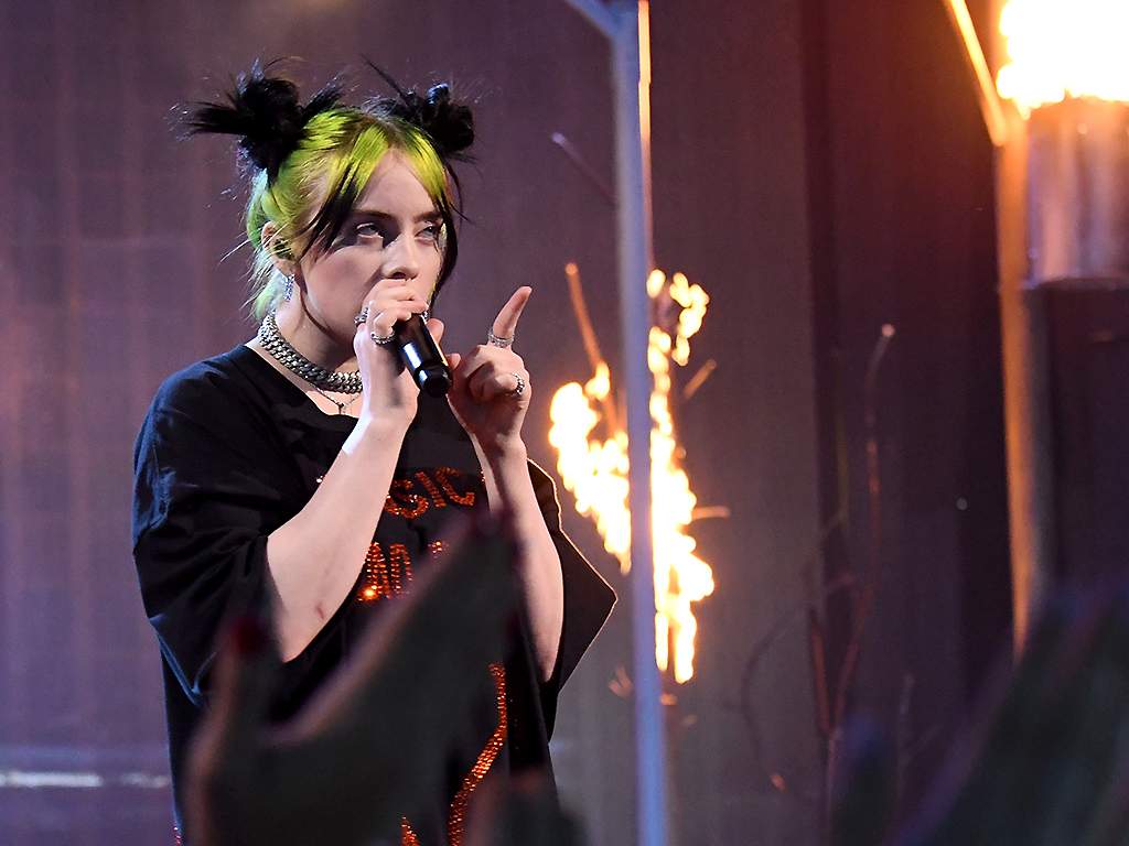 Billie Eilish performs onstage during the 2019 American Music Awards at Microsoft Theater on Nov. 24, 2019 in Los Angeles. 
