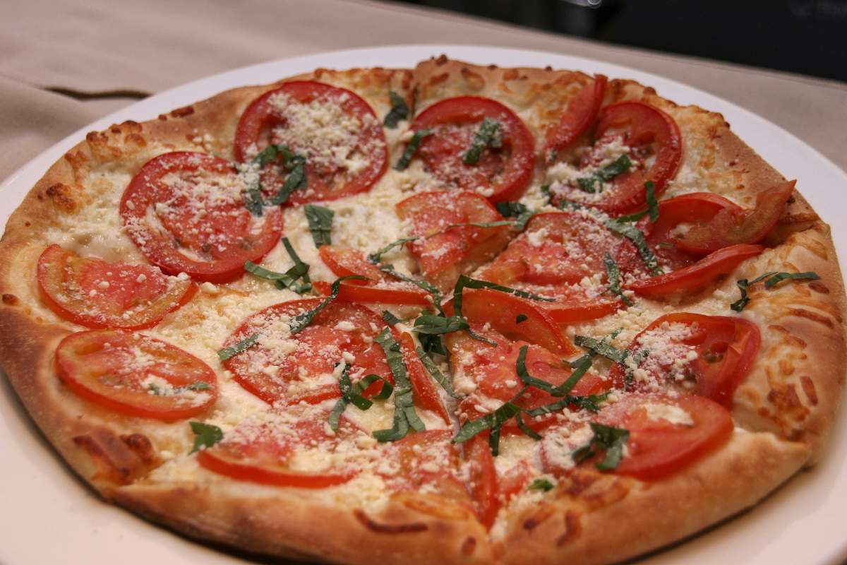 A pizza at a California Pizza Kitchen party.
