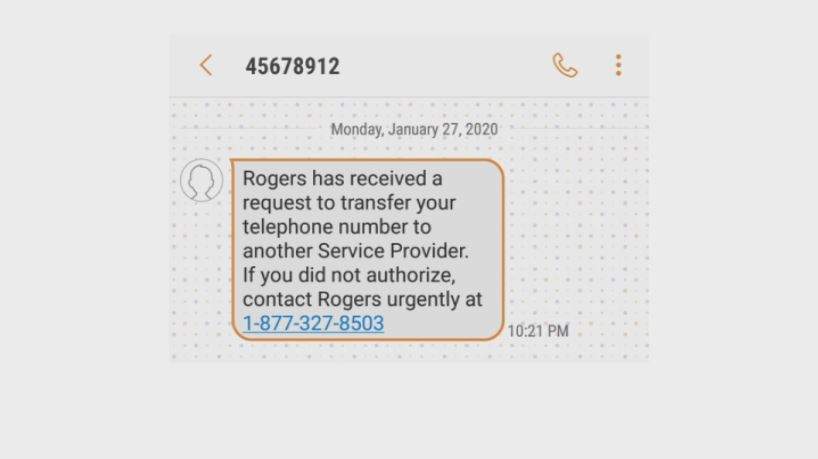 A message received after an act of cellphone porting.