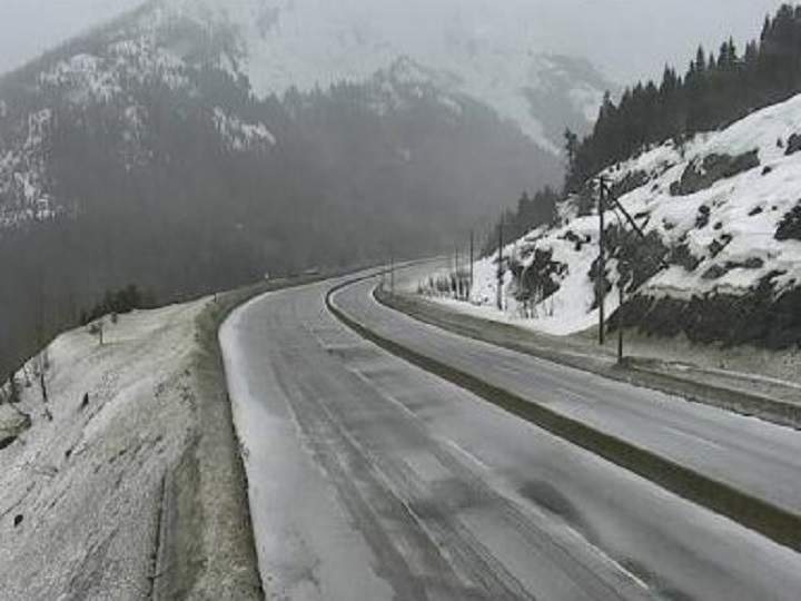 Road conditions at the Coquihalla Summit on Saturday morning.