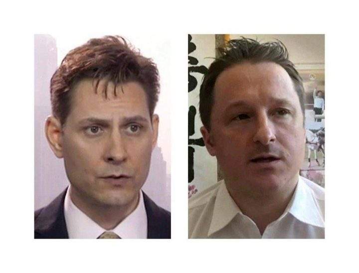 Canadian detainees Michael Spavor and Michael Kovrig have spent 1,000 days behind bars in China and are shown in these 2018 images taken from video.