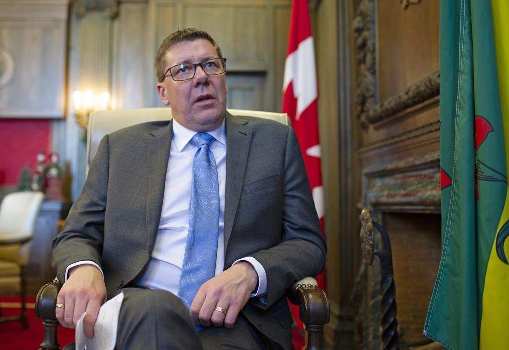 Saskatchewan Premier Scott Moe sits for a year end interview at the Legislative Building in Regina on Tuesday, Dec. 10, 2019.