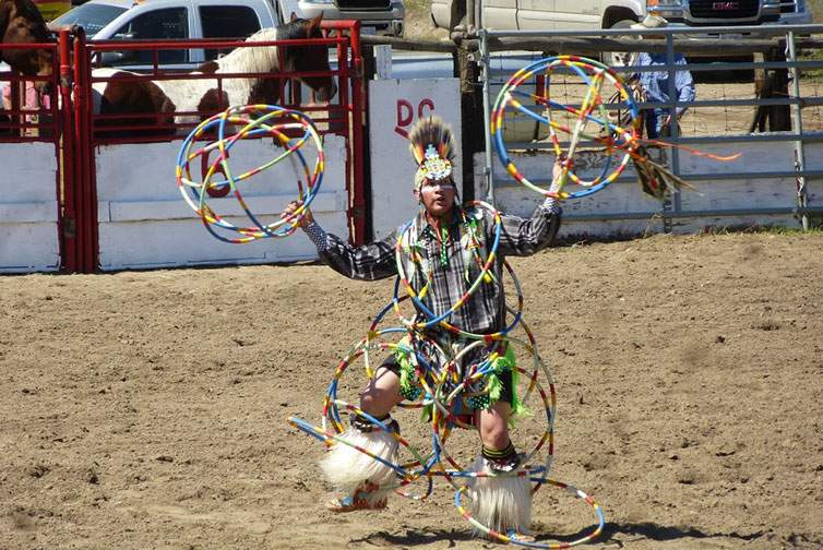 Alex Wells performing hoop dance.