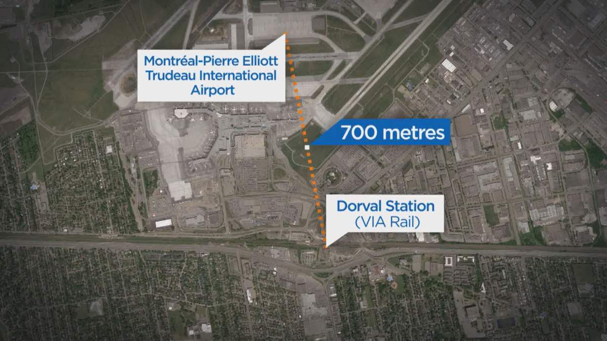 Proposed REM expansion linking the Dorval VIA Rail station and Montreal Trudeau Airport.