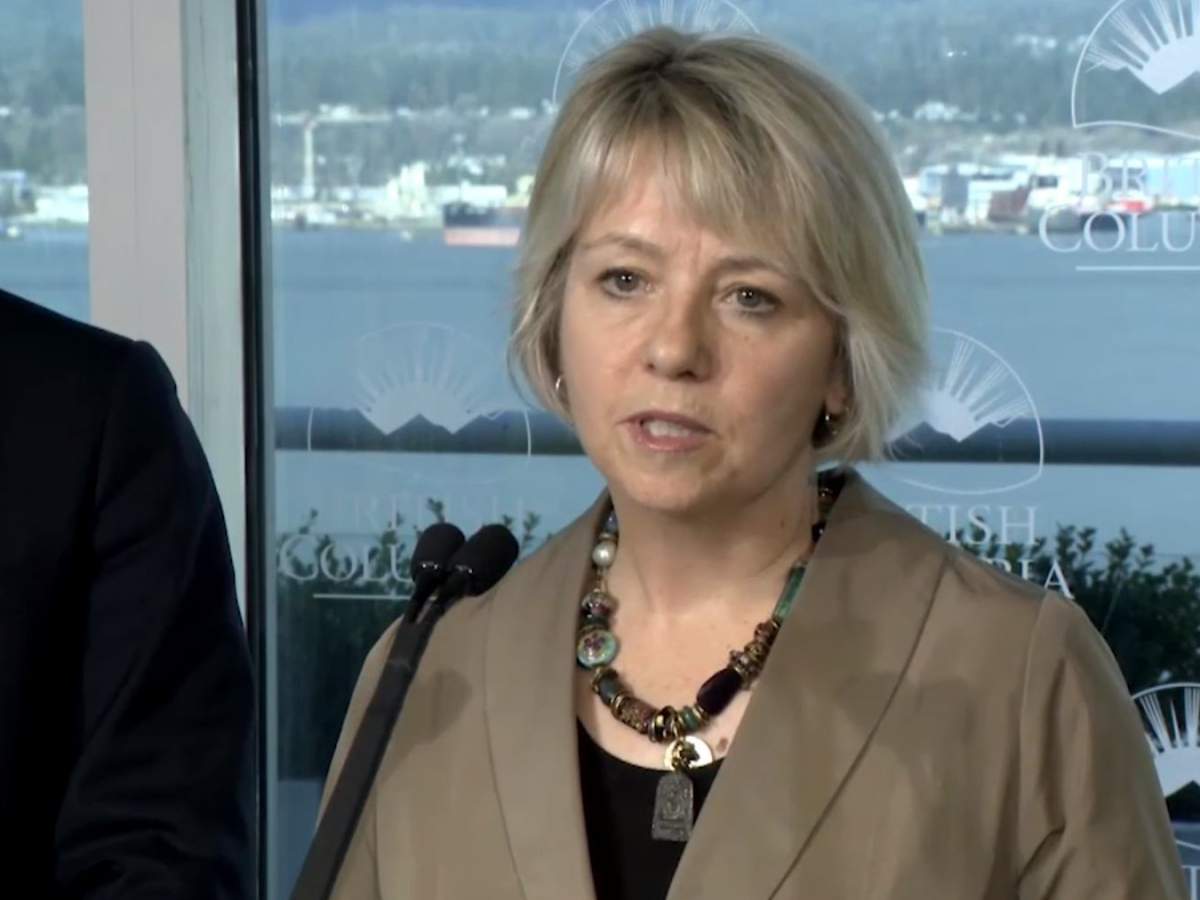 Dr. Bonnie Henry speaks during a press conference on Friday that announced the province’s fifth presumptive case of COVID-19.