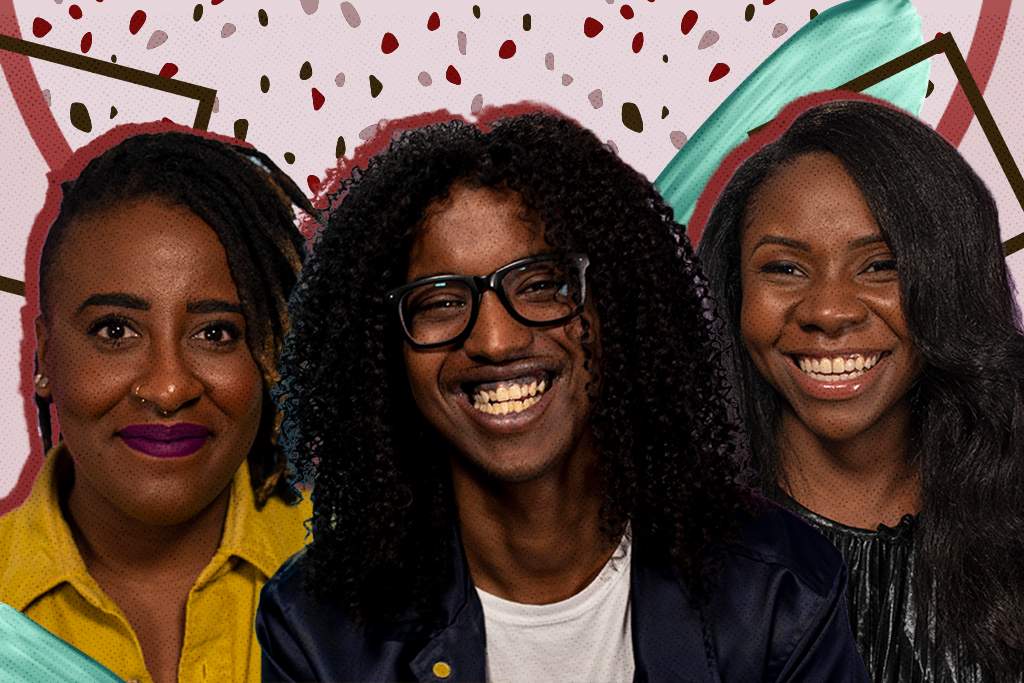 Marisa Rosa Grant (left), Ahmed Dirie (centre) and Courtney Roberts (right). Art by Laura Whelan, Photo by Global News 