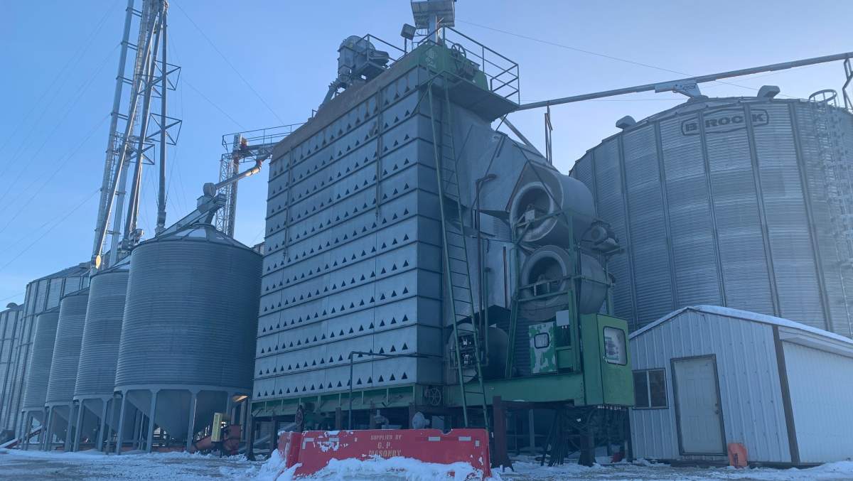 A grain dryer system on a farm. Undated handout photo. 