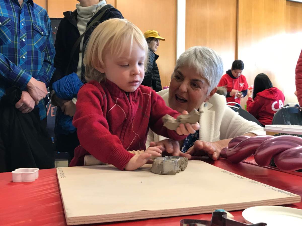 Finance Minister Carole James works on a clay project before the 2020 B.C. Budget. 