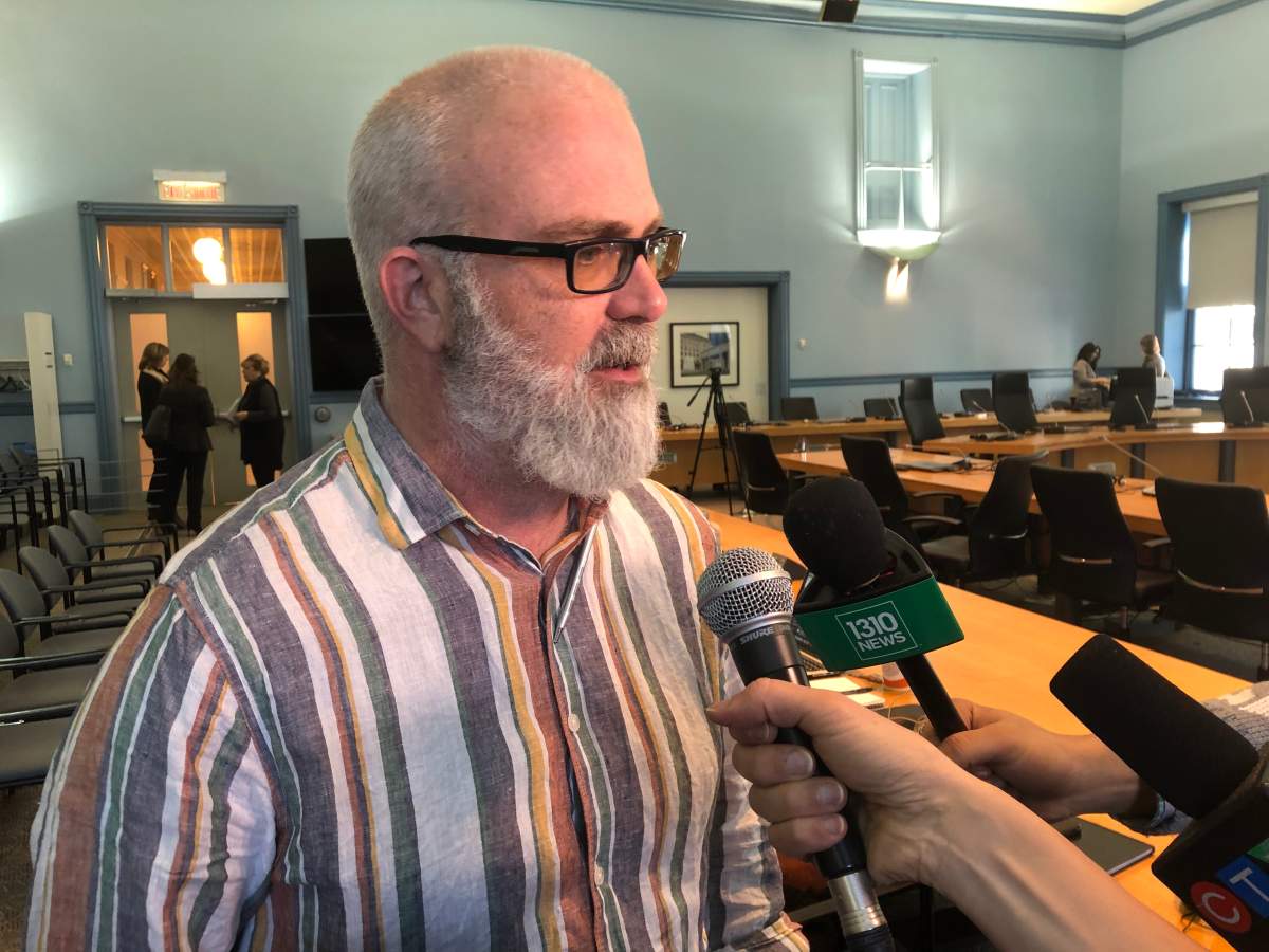 Kitchissippi Coun. Jeff Leiper speaks to reporters at city hall on Friday, Feb. 21, 2020. Leiper made an unsuccessful bid for the vice-chair position on the city’s planning committee.