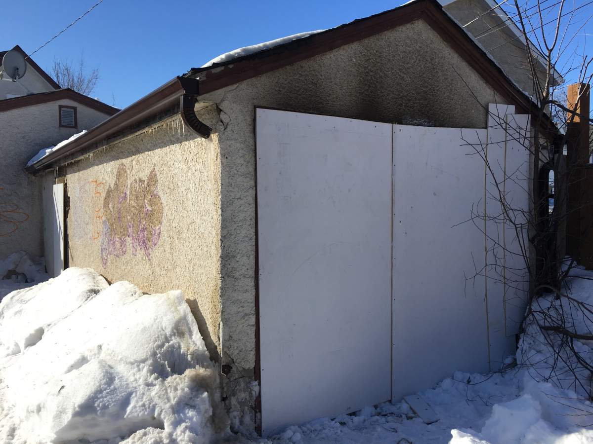 This garage caught fire Tuesday in the 700 block of Redwood Avenue.