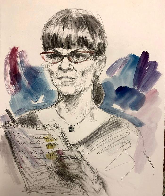 Sketch of Christie Blatchford by Pam Davies