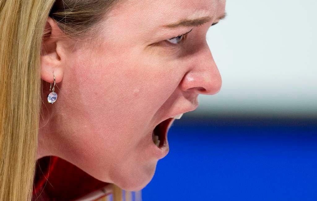 Team Canada skip Chelsea Carey calls a shot during draw 12 against Team Nunavut at the Scotties Tournament of Hearts in Moose Jaw, Sask., Wednesday, Feb. 19, 2020.