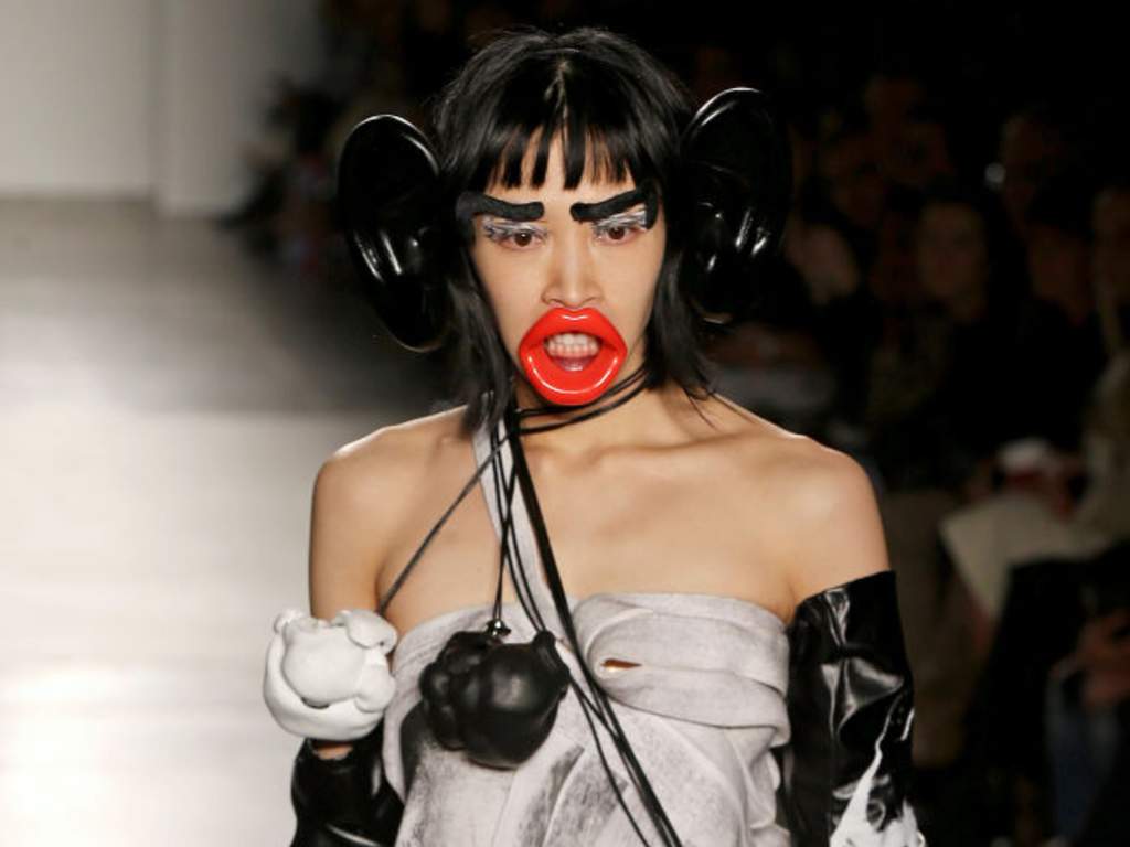 A model walks the runway wearing Junkai Huang during the Fashion Institute Of Technology's Fine Art Of Fashion And Technology Show at Pier 59 Studios on Feb. 7, 2020.