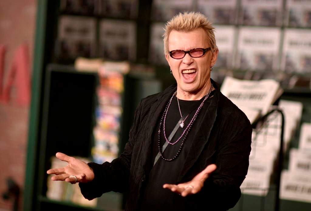 FILE - This Oct. 24, 2019, file photo shows Billy Idol at the Los Angeles premiere of 'The Irishman.' The rock icon will be in Halifax on Aug. 23 on his cross-Canada 'Rebel Yell' tour. (Photo by Richard Shotwell/Invision/AP, File).