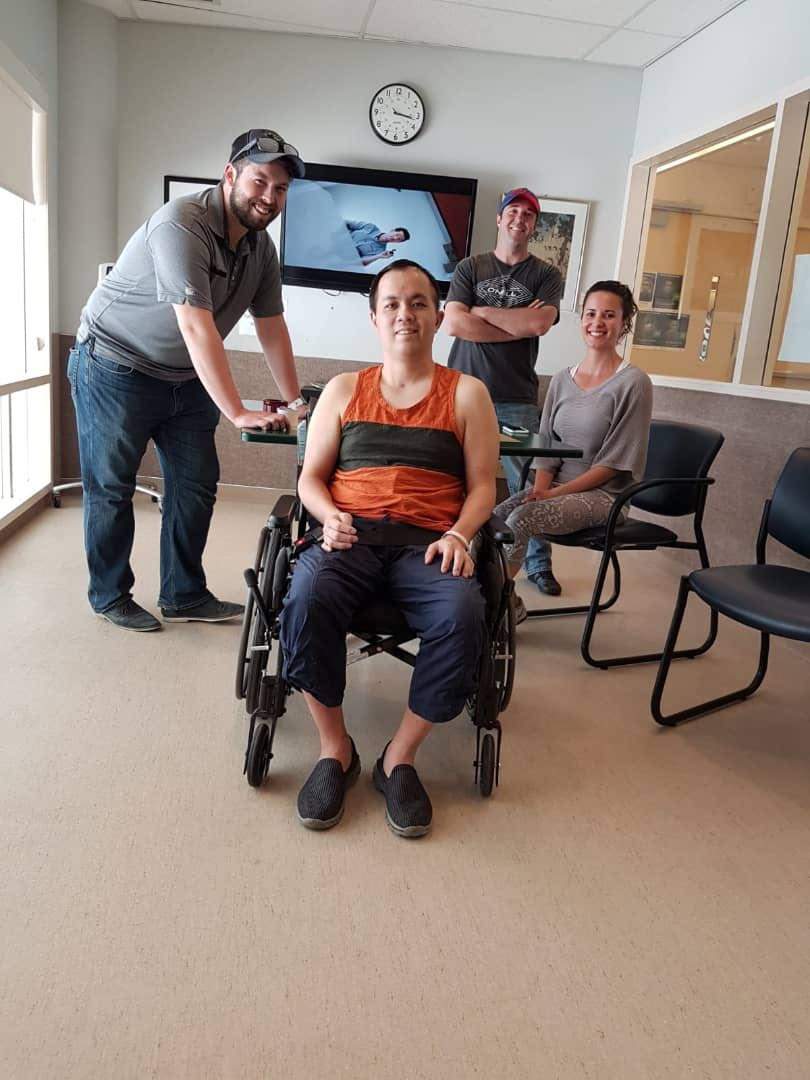 Herman Koo doing physiotherapy at the Glenrose Hospital.