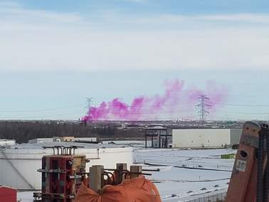 Pink smoke seen near Edmonton's Waste Management Facility on Feb. 28, 2020.