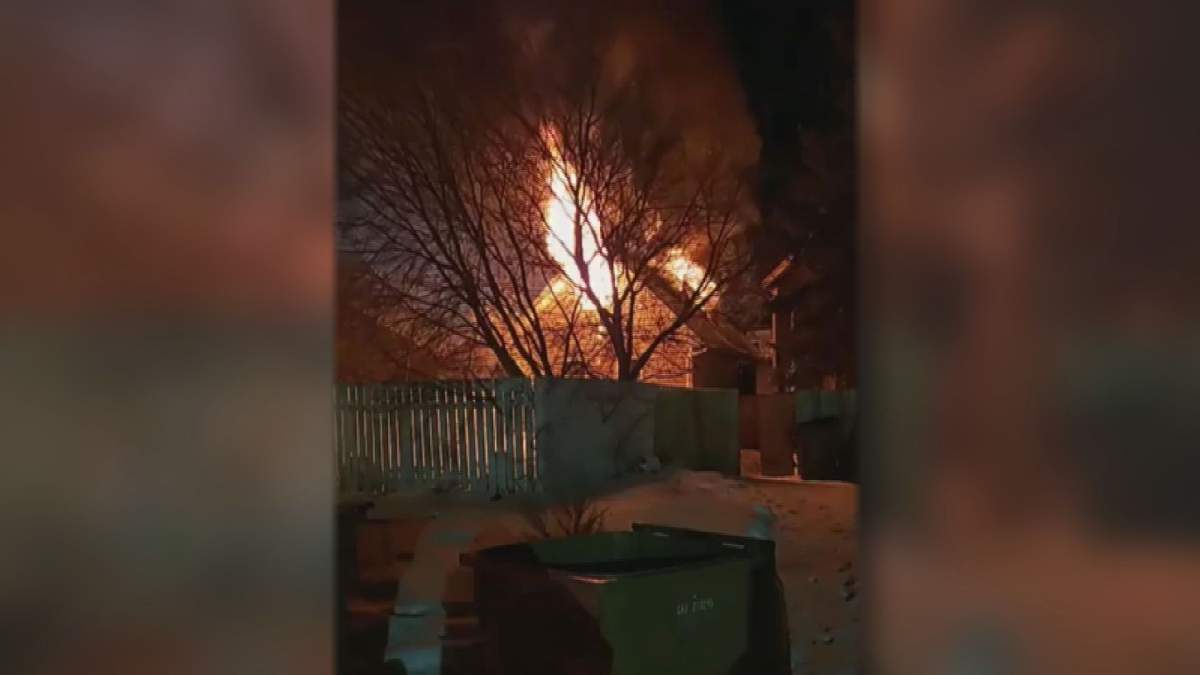 A home in the 1300 block of Rae Street was completely destroyed by fire on Tuesday night .