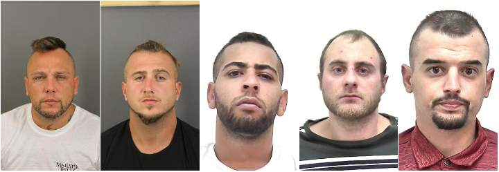 Vincent-Olivier Marcheterre, 34, Antoni Proietti, 29, Hicham Moustaine, 28, Sergei Dube-Cavalli, 28, and Mikhail Kloubakov, 29, all face charges of human trafficking.