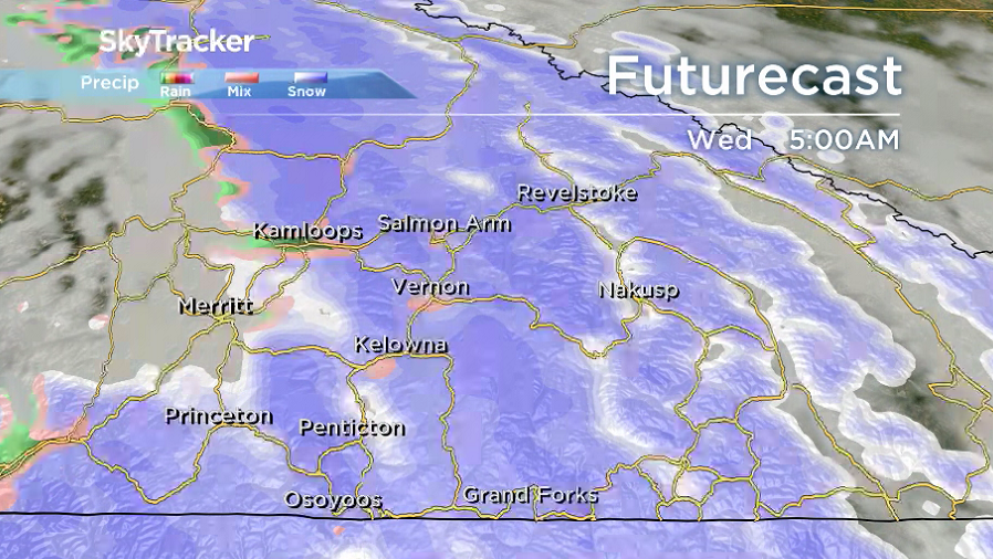 Snow continues into early Wednesday morning before transitioning to rain.