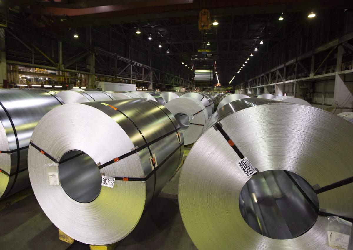 Rolls of coiled coated steel are shown at Stelco in Hamilton, Ont., on June 29, 2018.