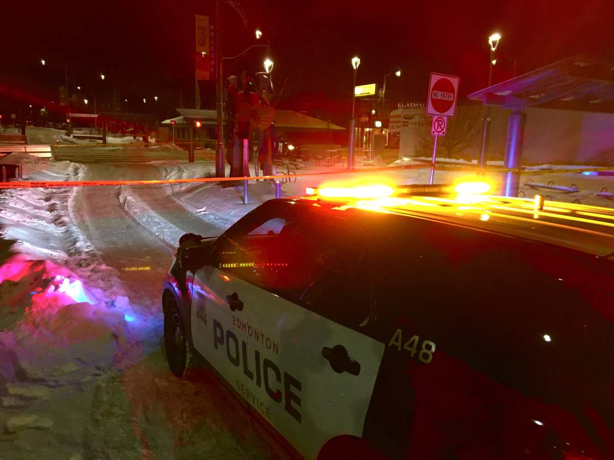Edmonton police investigate a suspicious death in the area of Stony Plain Road and 152 Street Wednesday, Feb. 19, 2020.