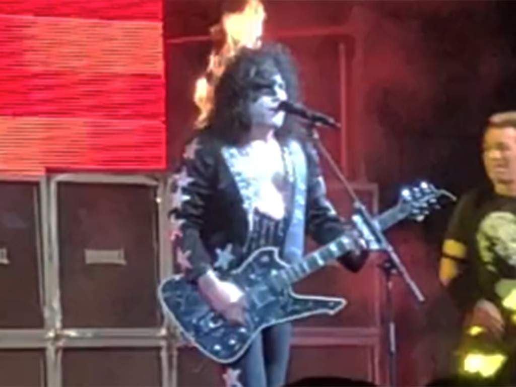 Bobby Jensen onstage with the American cover band Fireball as KISS' Paul Stanley in February 2019.