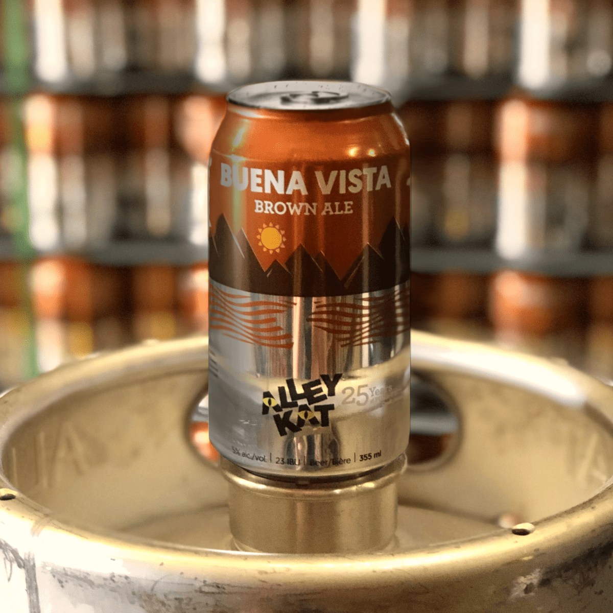 Alley Kat’s new cans, Buena Vista Brown Ale.
