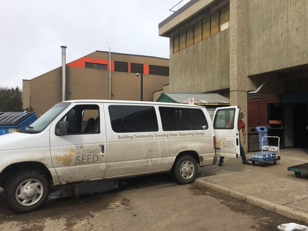 The Mustard Seed prepares an expanded overnight shelter using the Kinsmen Sports Centre. March 26, 2020.
