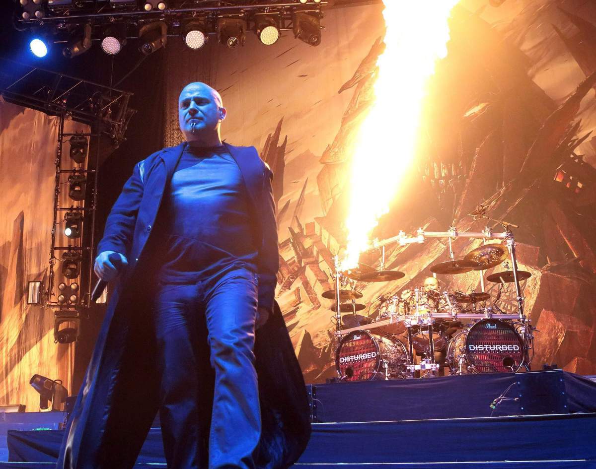 David Draiman of the band Disturbed performs during the MMRBQ at the BB&T Pavilion on Saturday, May 21, 2016, in Camden, N.J.