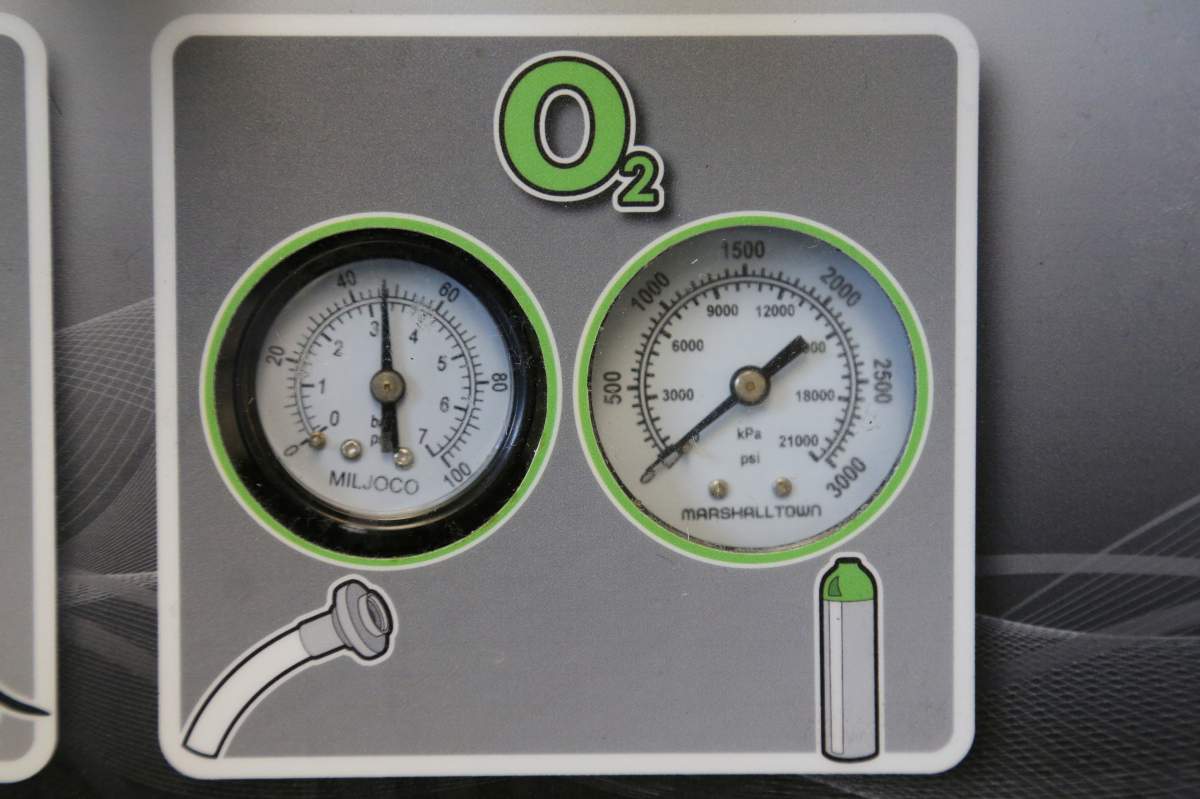 FILE PHOTO: Gauges to regulate oxygen on a ventilator are seen at a lab run by the University Health Network in Toronto, Ontario, Canada May 24, 2019. 