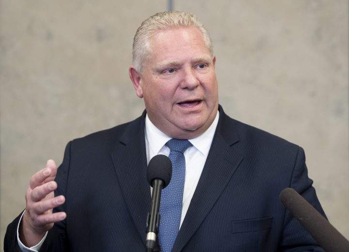 Premier of Ontario Doug Ford speaks with the media following a meeting with the prime minister Friday, Nov. 22, 2019 in Ottawa.