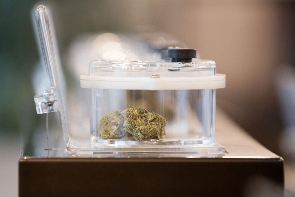 Cannabis on display is seen during a media tour of a cannabis store. Peterborough Police raided a business which they allege is illegally selling marijuana and edibles.