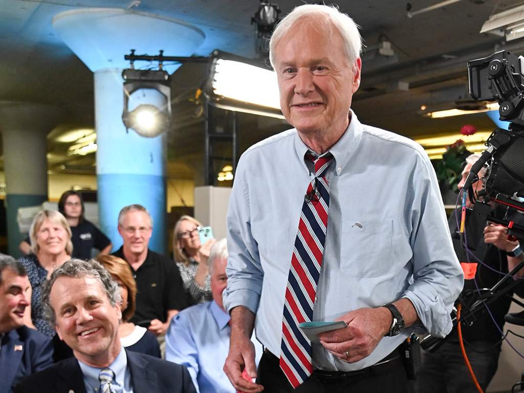 This June 17, 2019 photo released by MSNBC shows political pundit Chris Matthews in Dayton, Ohio.